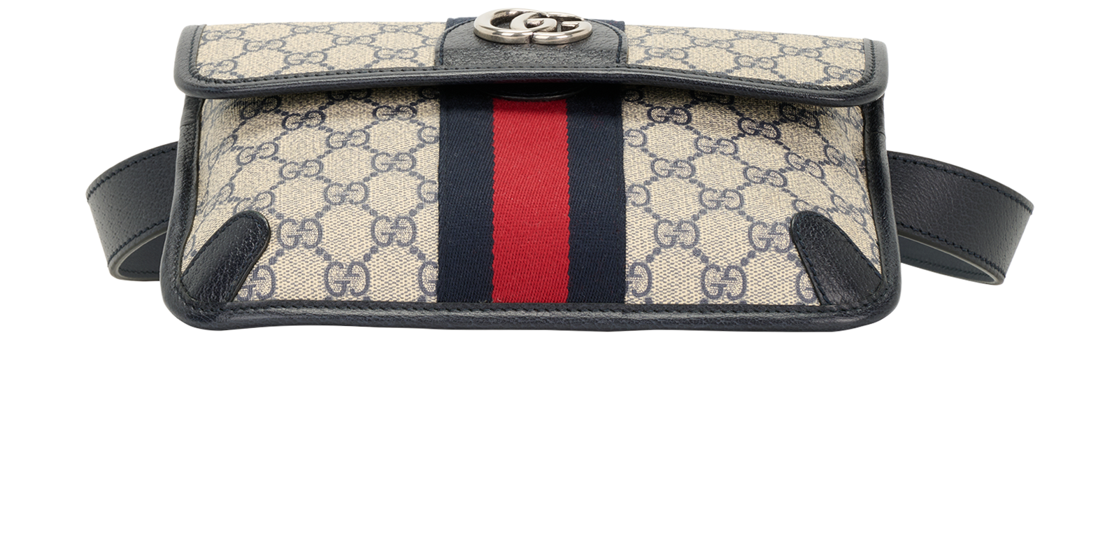 Small Ophidia Web Belt Bag, &pound;450, Handbags, Beige/Navy, Canvas, Top view
